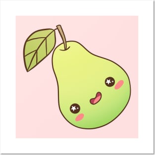 Cute pear illustration a fun fruit art Posters and Art